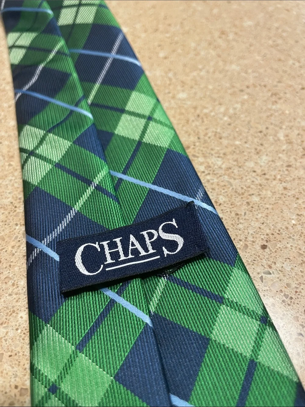 Chaps Green and Navy Plaid Men's Tie